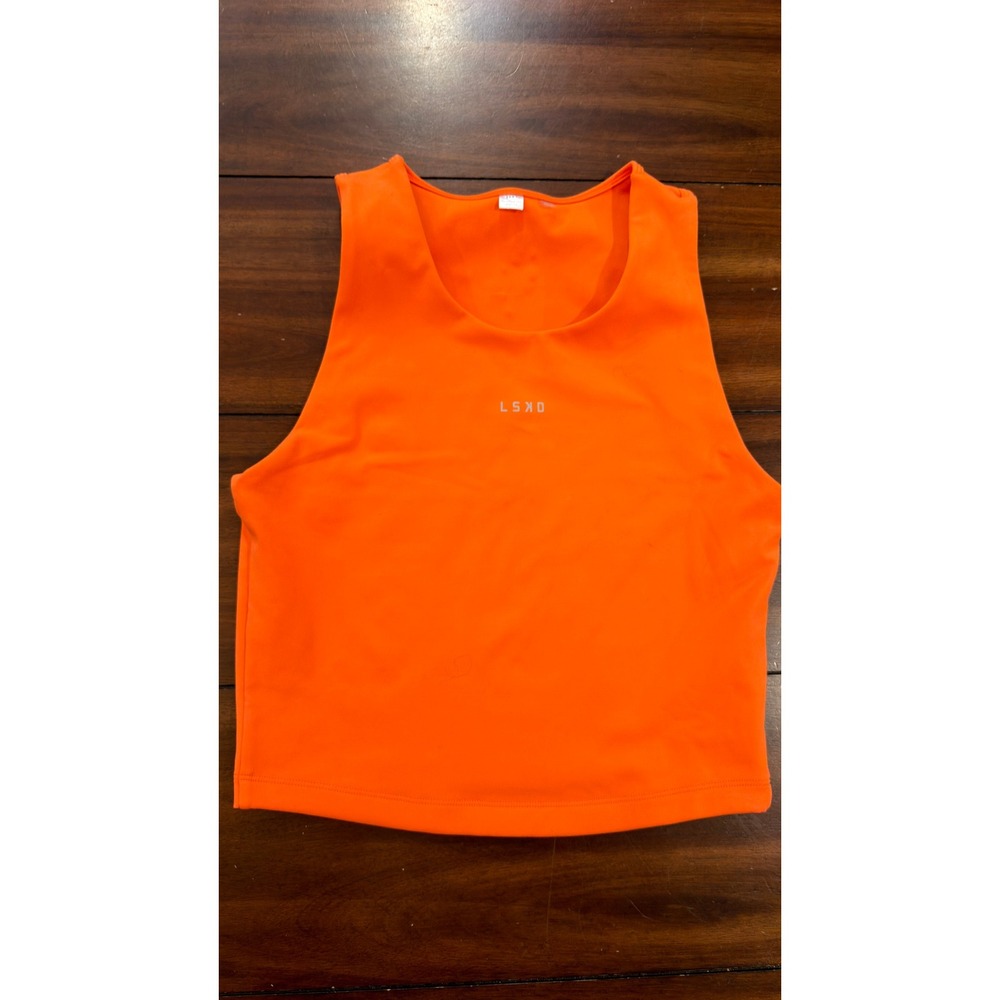 LSKD Womens Orange Activewear Cropped Tank Top WTNK01768 Size Medium - Picture 7 of 16